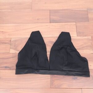 ASOS DESIGN Curve Recycled Deep Band Plunge Bikini Top Black UK 26 US 22